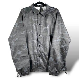 Burnside Mentor Jacket Mens Sz M Black Camo Snap Button Skate Windbreaker #9718